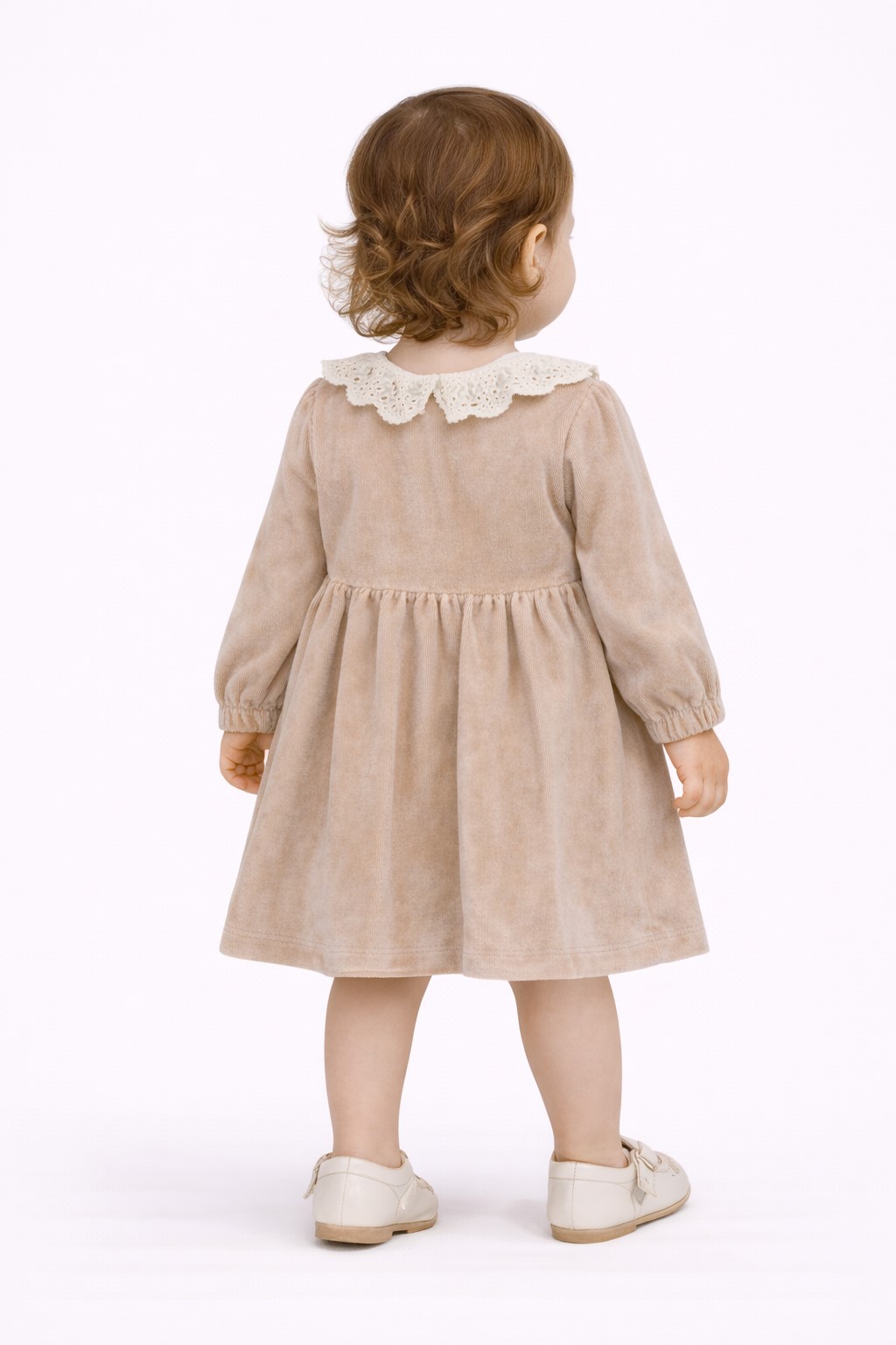 rochie catifea fete bej1