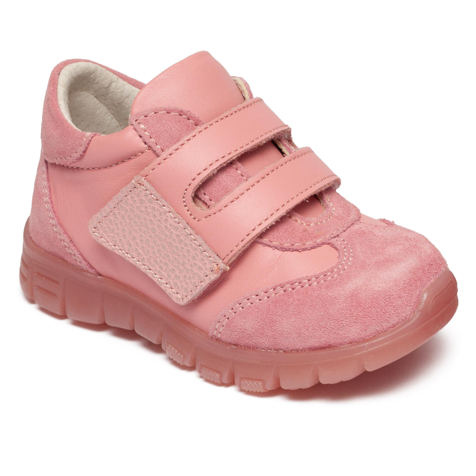 Adidasi fete din piele cu talpa ultra flexibila si talonet TOKYO roz