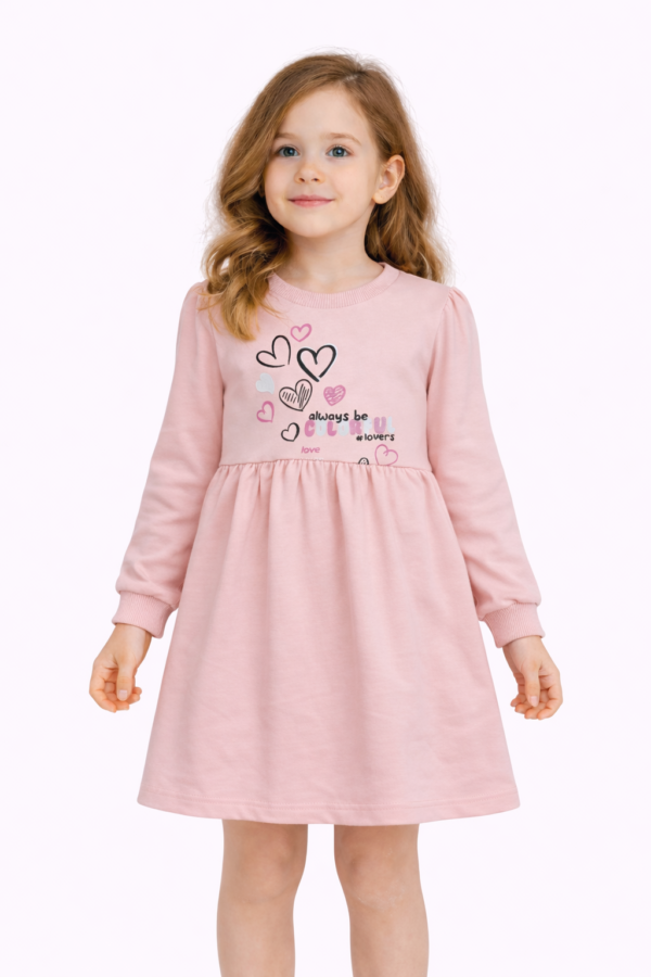 Rochie pentru fete bumbac LITTLE HEART roz 2-6 ani