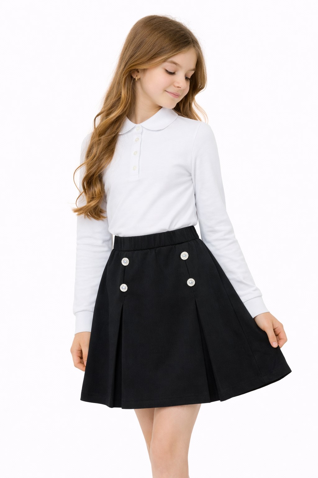 bluza polo alba scoala fete GABRIELA