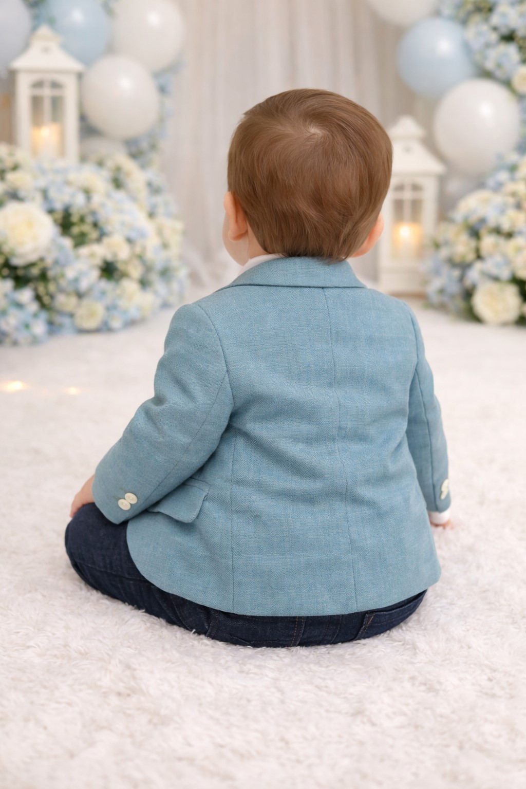 costum botez baieti CAROL verde menta