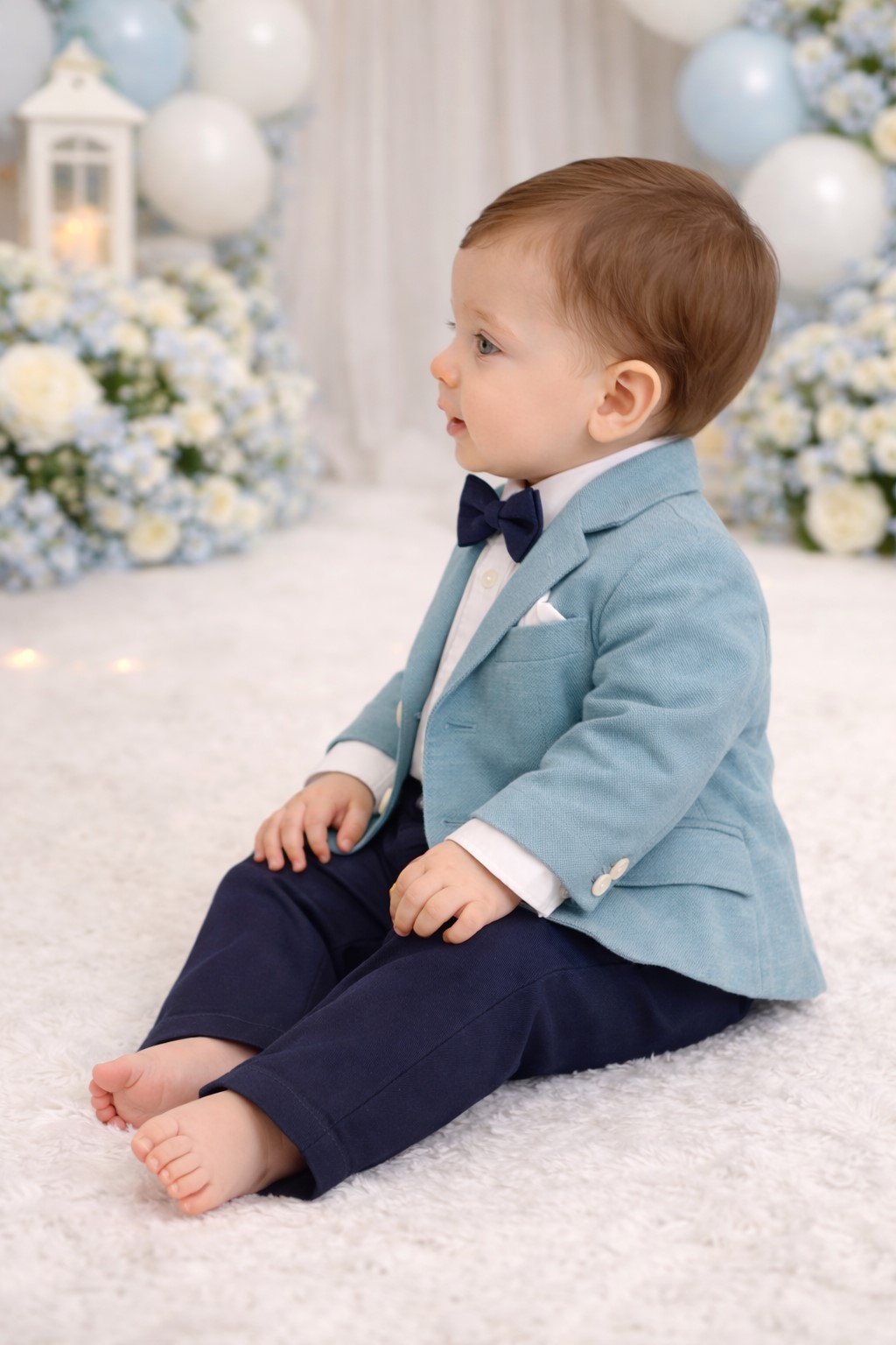 costum botez baieti CAROL verde menta2