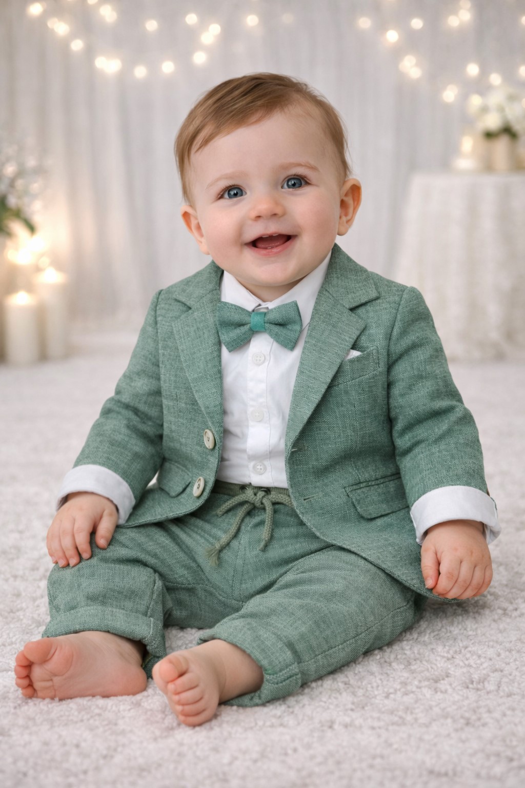 costum botez baieti CAROL verde