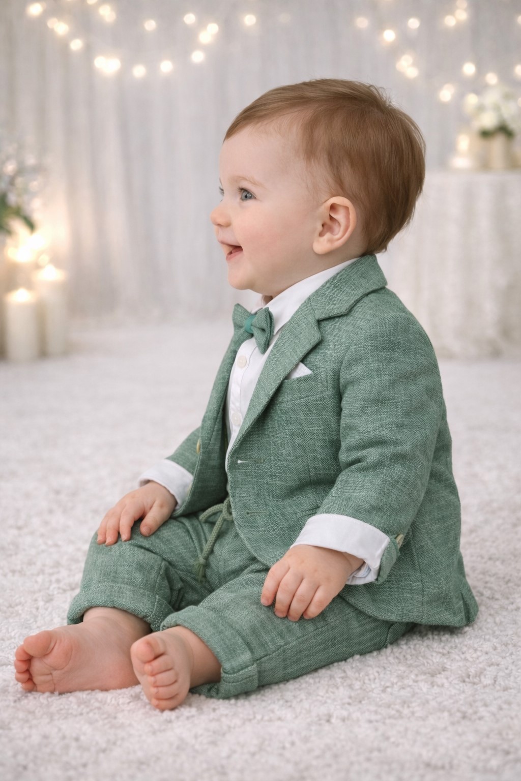 costum botez baieti CAROL verde2