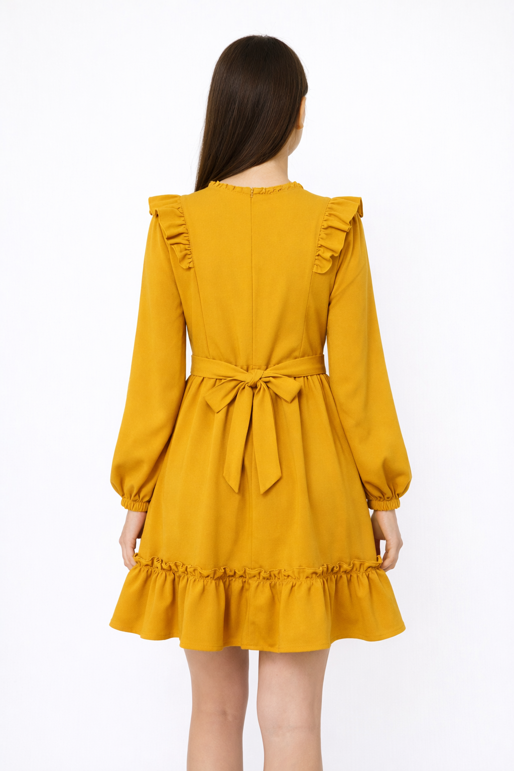 Rochiță fete DARIA, mama-fiica galben mustard1