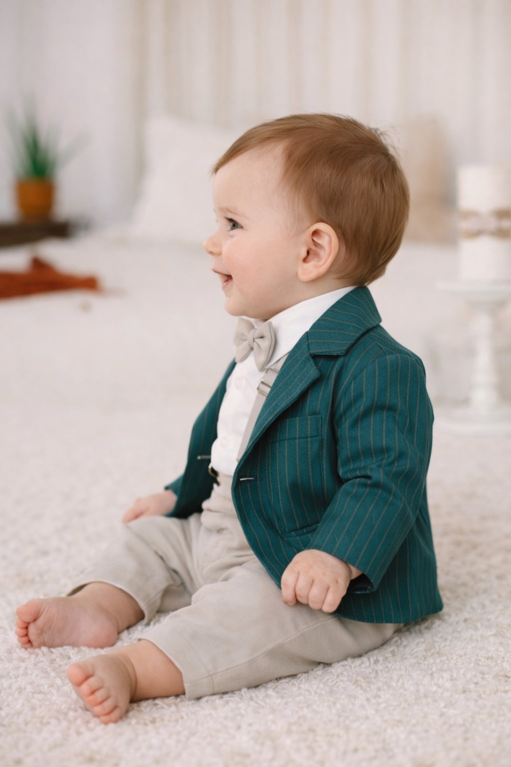 costum botez baieti Rares verde1