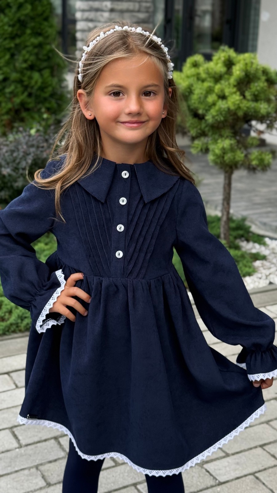 rochie catifea bleumarin fete (1)