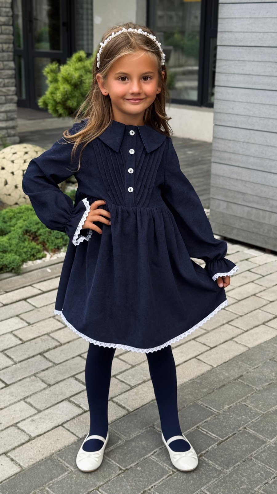 rochie catifea bleumarin fete (2)