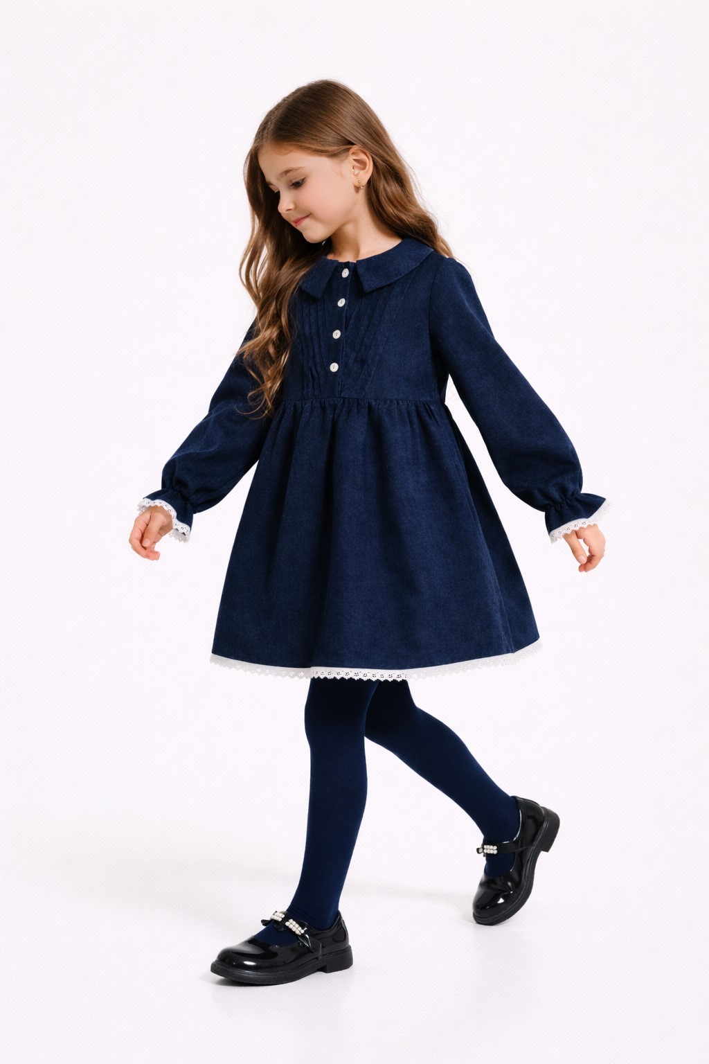 rochie catifea bleumarin fete (4)