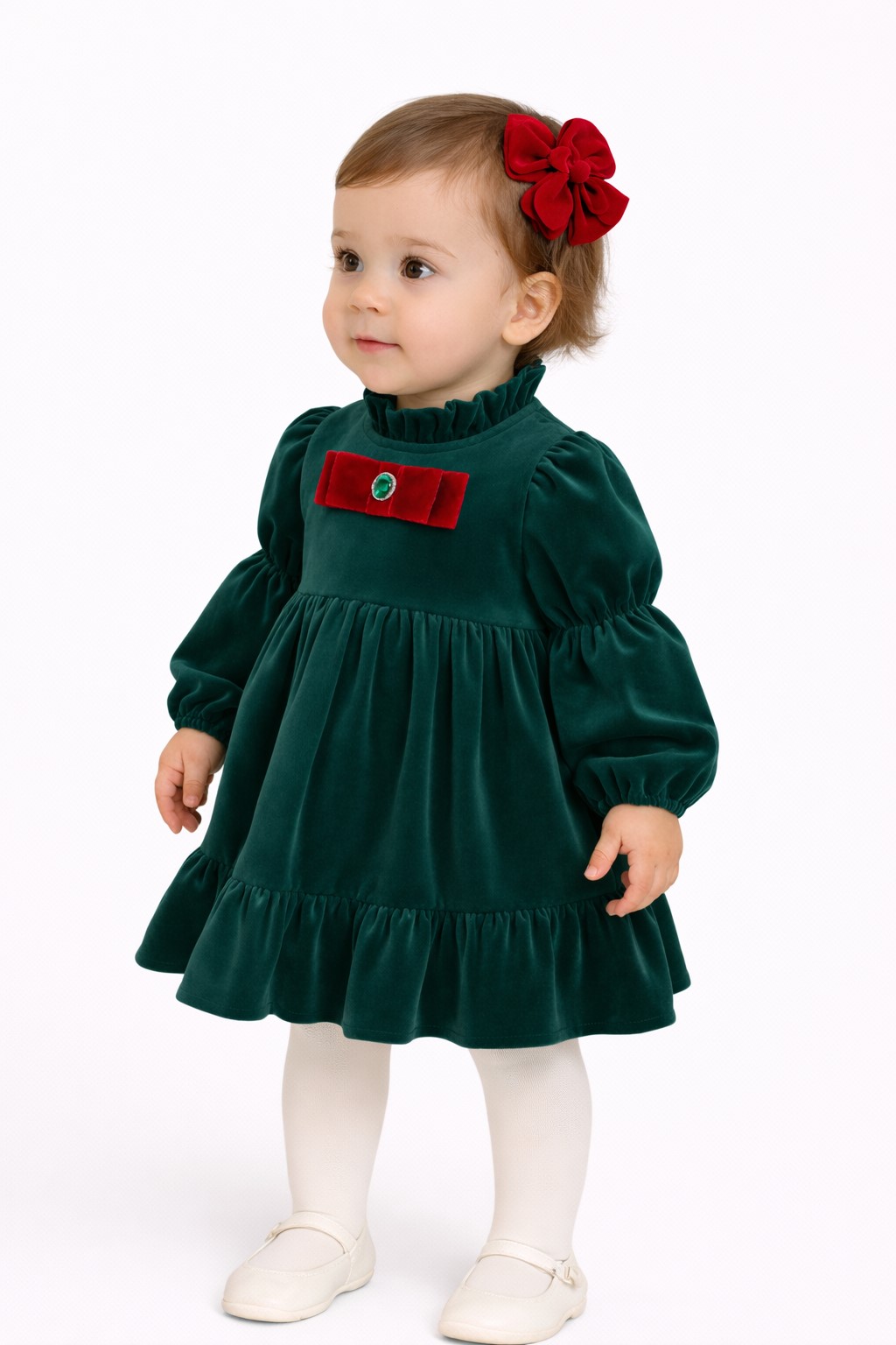 rochie catifea verde fete2