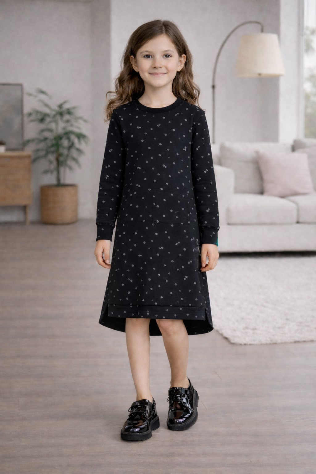 rochie fete negru buline