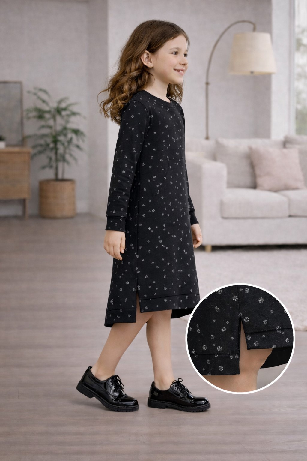 rochie fete negru buline1