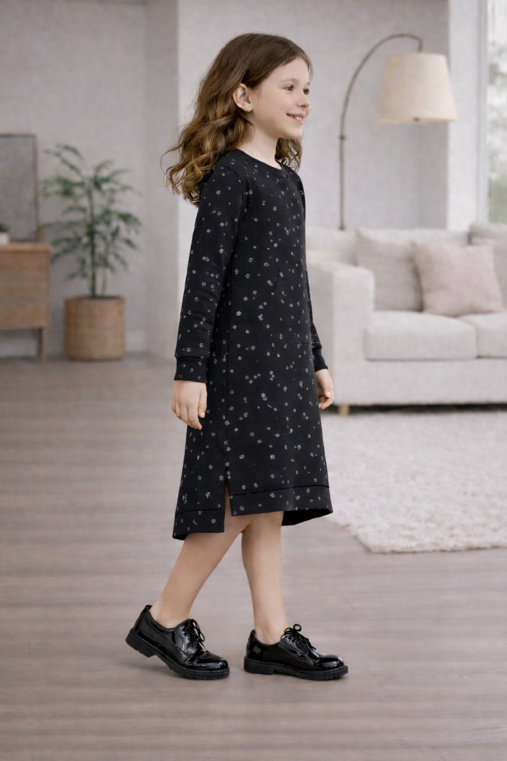 rochie fete negru buline2