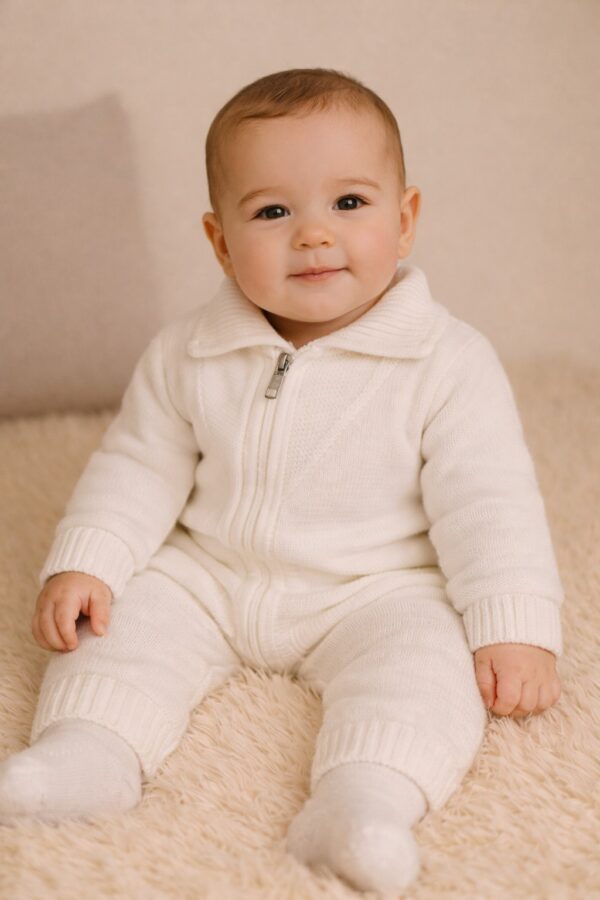 Salopeta groasa bebe botez ivory