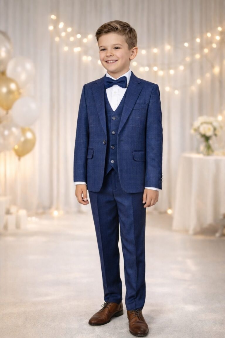 Costum elegant băieți cu sacou vestă și papion