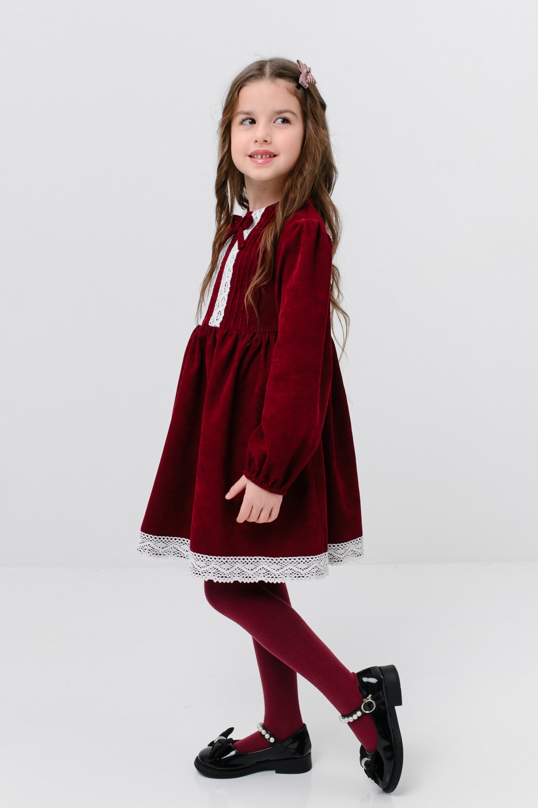 Rochita fete catifea EMILY 3-10 ani burgundy5