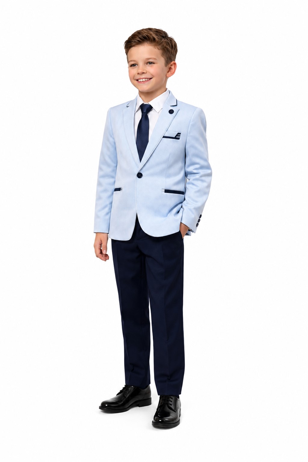 costum elegant baieti bleu