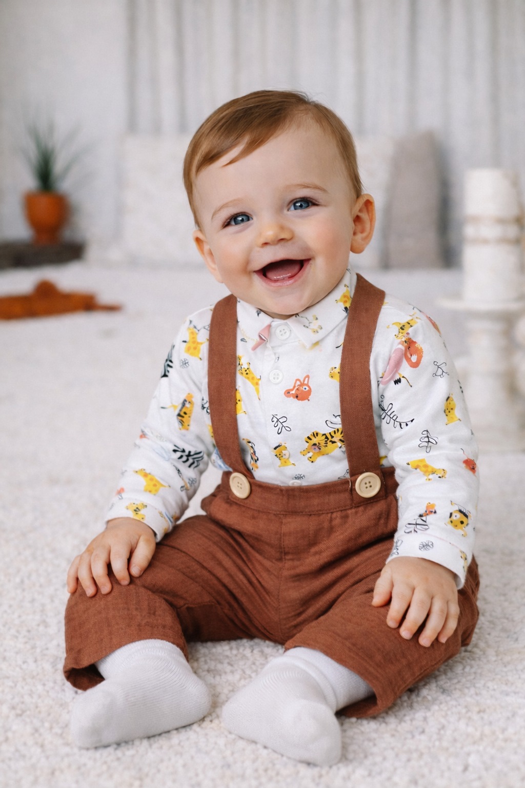 Costum botez baieti SAFARI maro