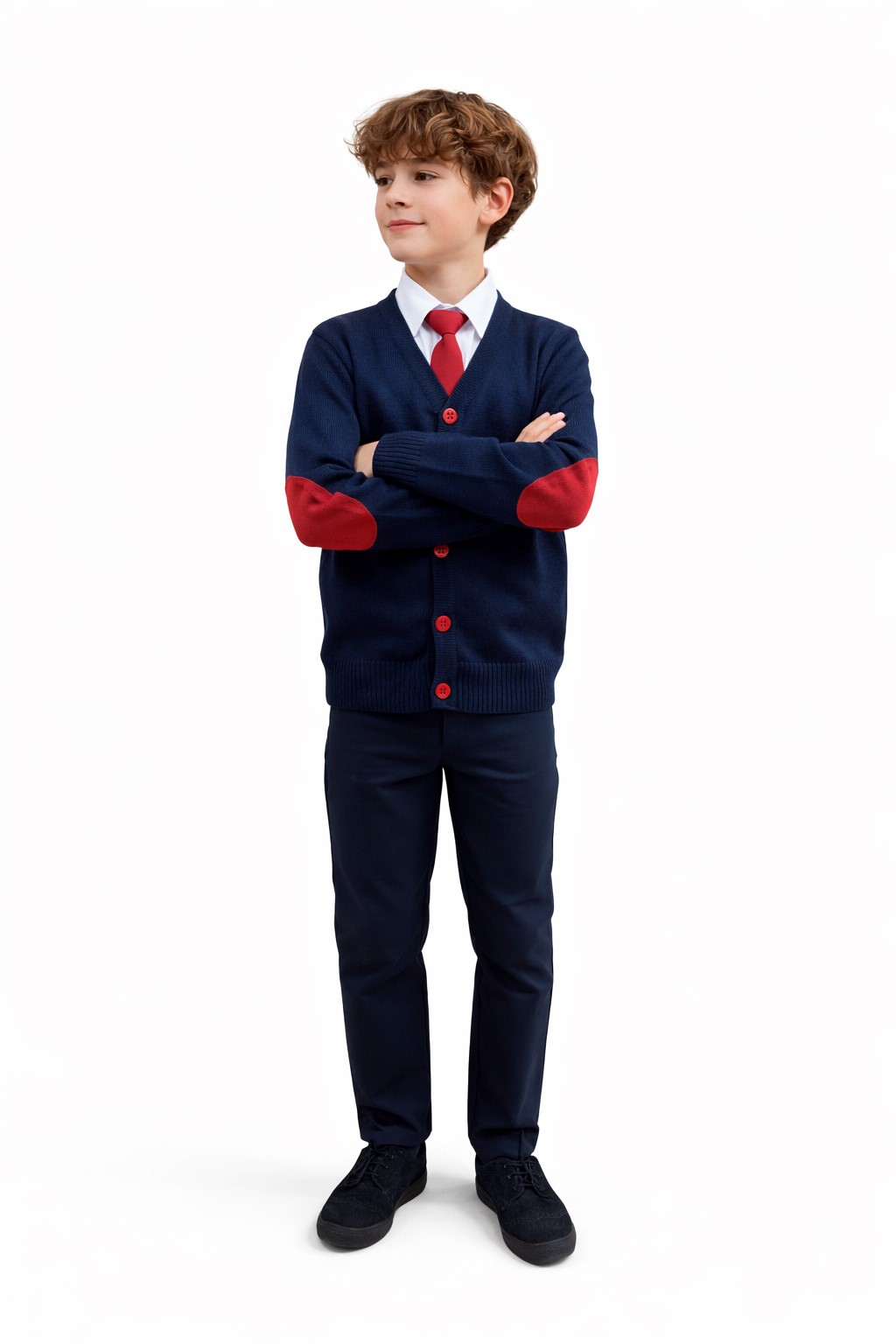 set uniforma cardigan dorel bleumarin cu rosu