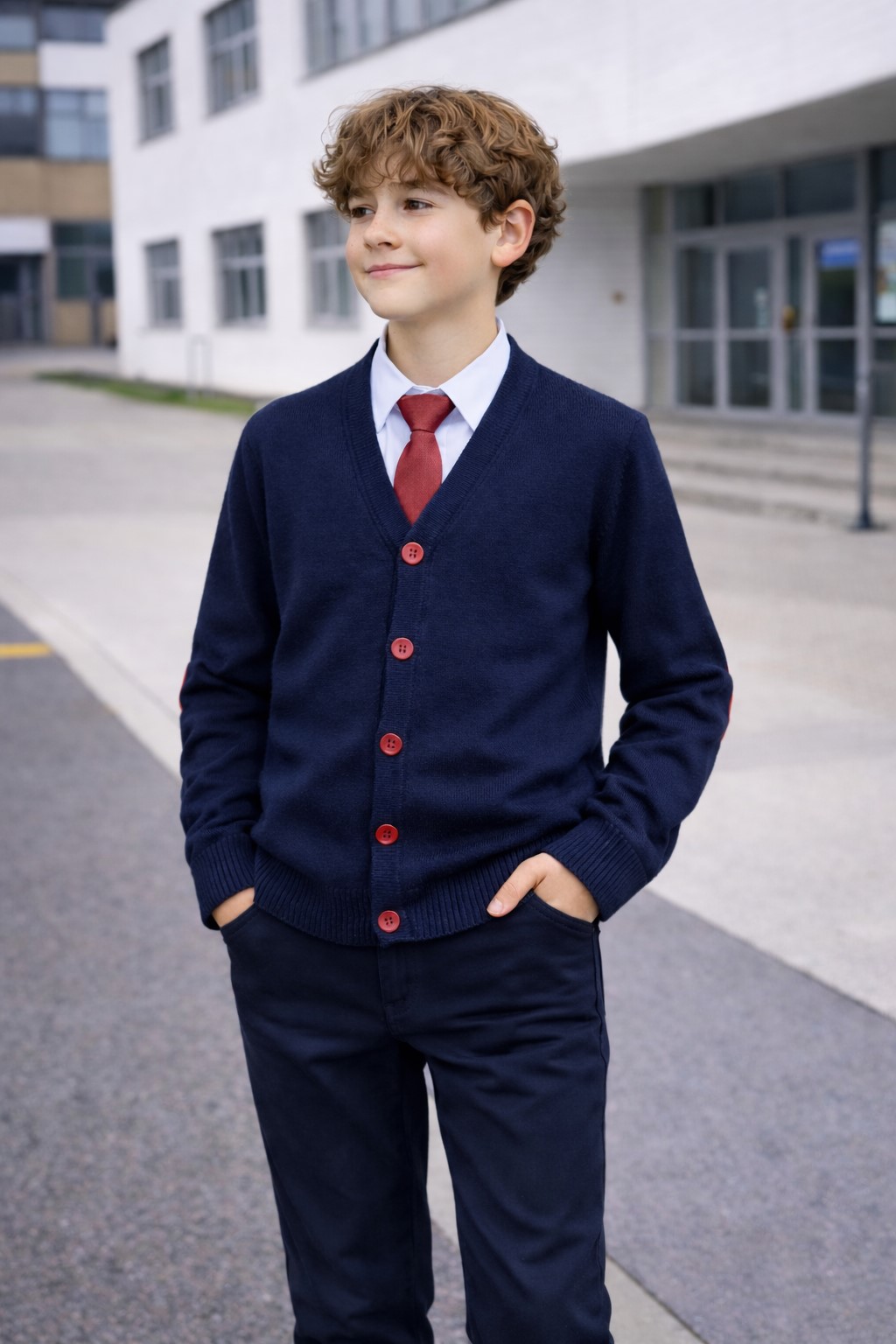 set uniforma cardigan dorel bleumarin cu rosu6