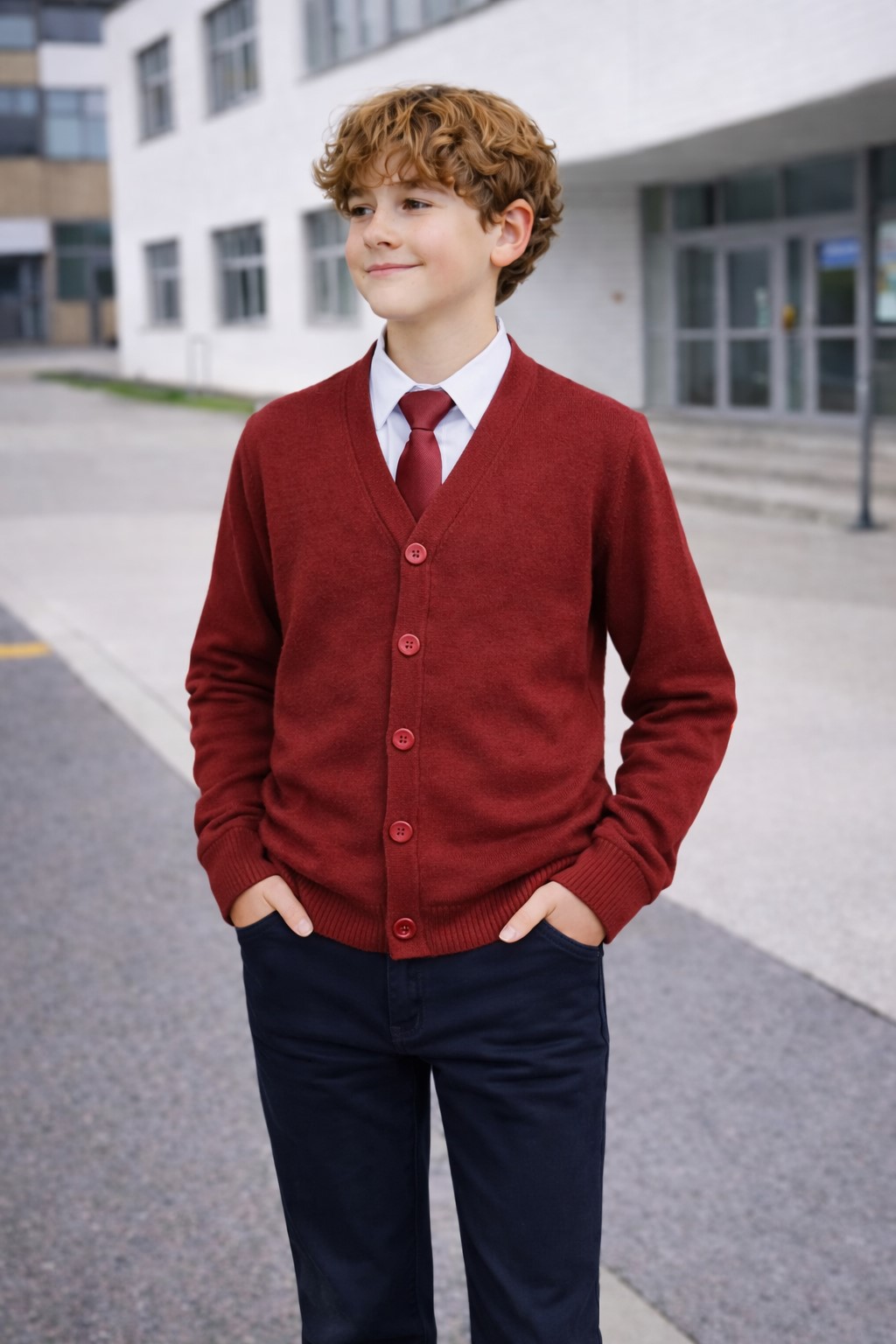 set uniforma cardigan dorel grena3