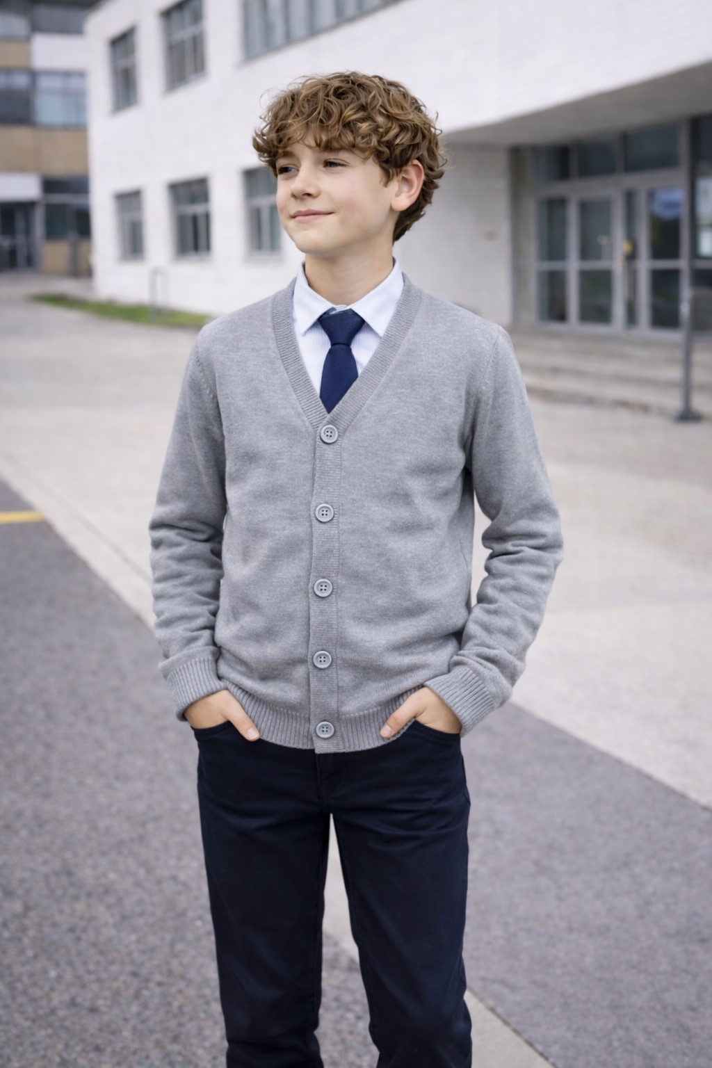 set uniforma cardigan dorel gri3