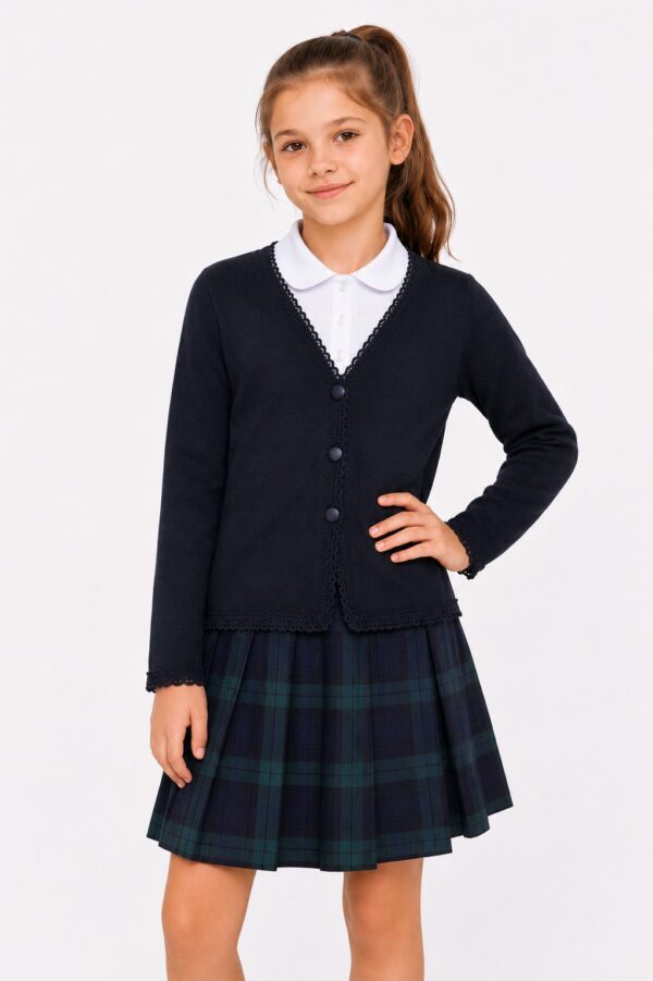 Set uniforma scoala fete carouri verzi bleumarin ALMA