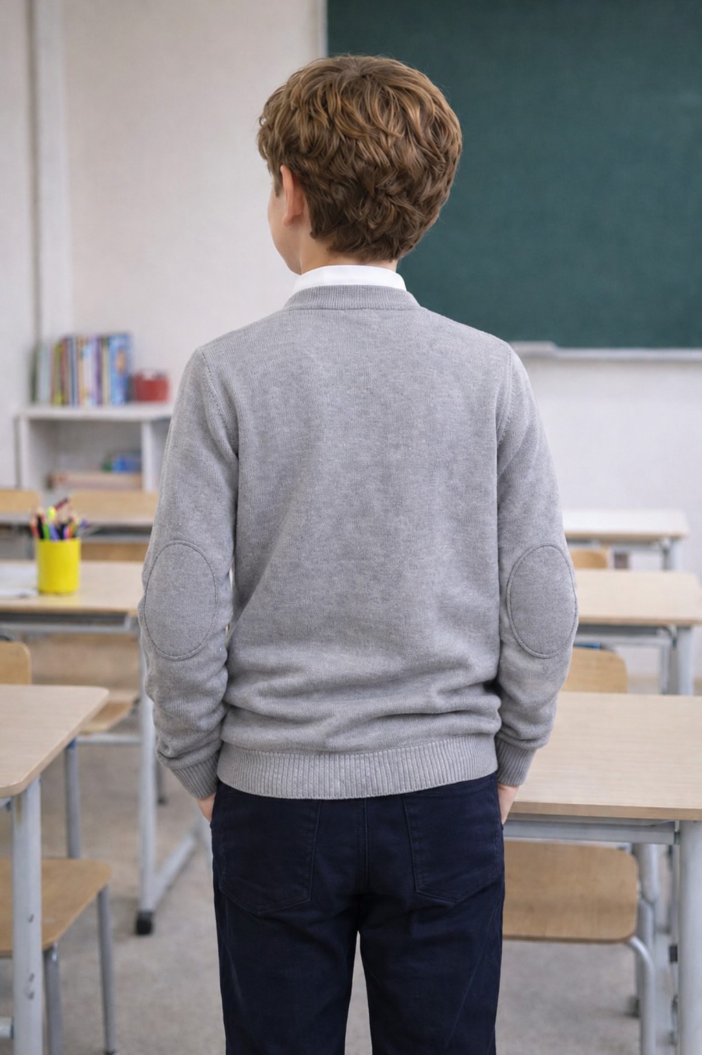 Cardigan baieti gri uni DOREL 5-16 ani