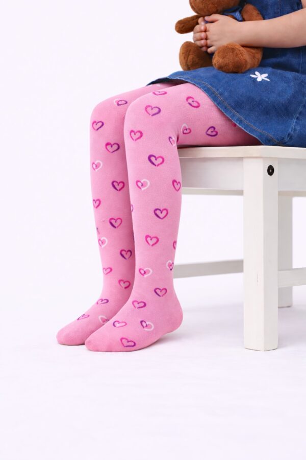Ciorapi lungi fete bumbac inimioare fucsia