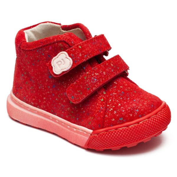 Ghete fete piele naturala cu talonet SEBY rosu print
