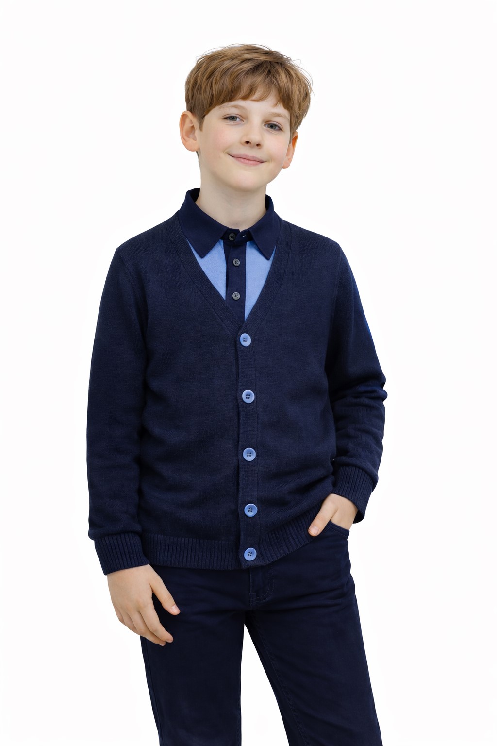 cardigan baieti scoala bleumarin bleu Dorel