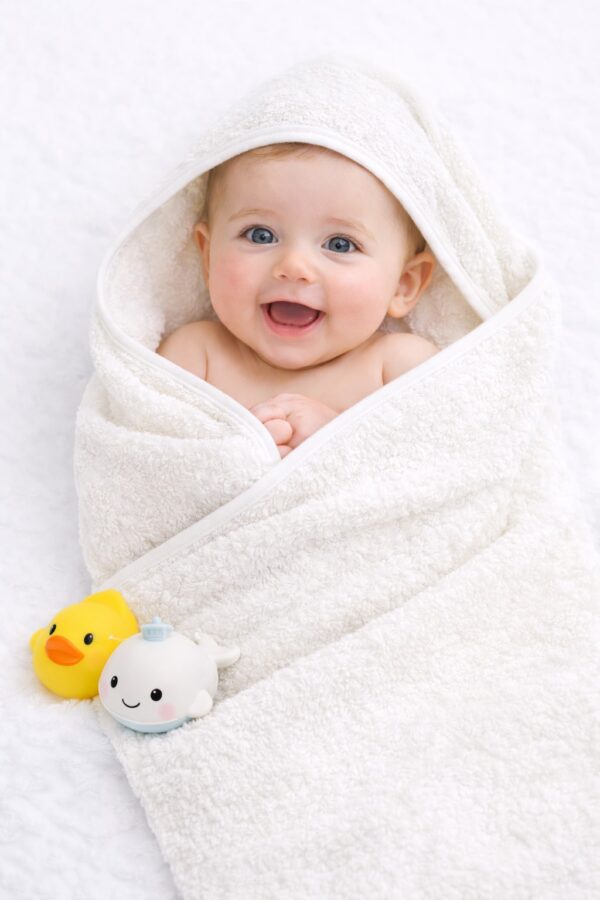 Prosop cu capison bebe SOFFI 90x90 cm alb
