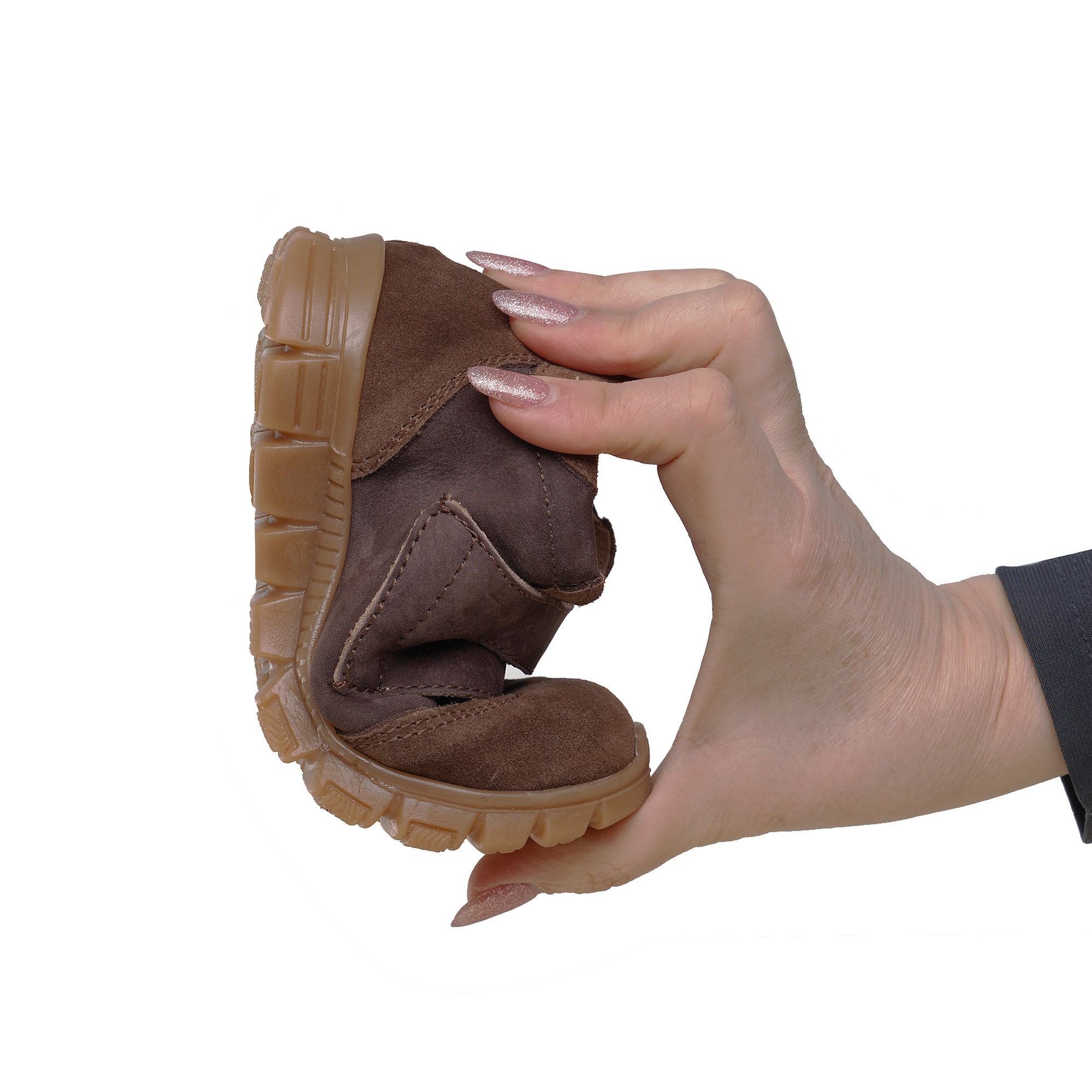 Adidași băieți din piele cu talpa flexibilă și talonet TOKYO maro01.3