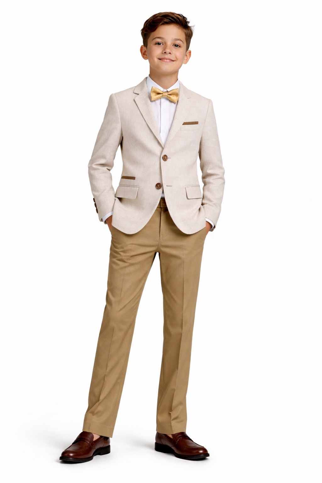 Costum elegant băieți 7-12 ani bej