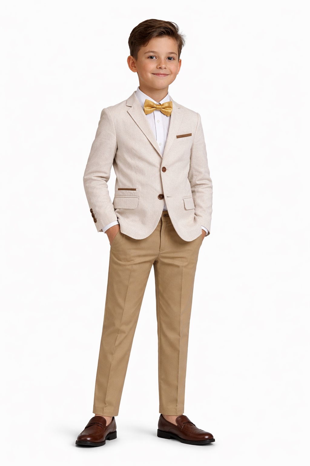 Costum elegant pentru copii 2-7 ani bej1