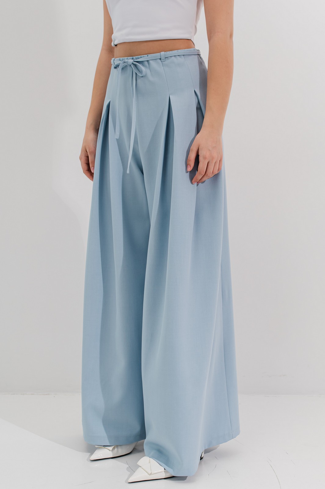 Pantaloni bleu fete largi evazati LESLIE1
