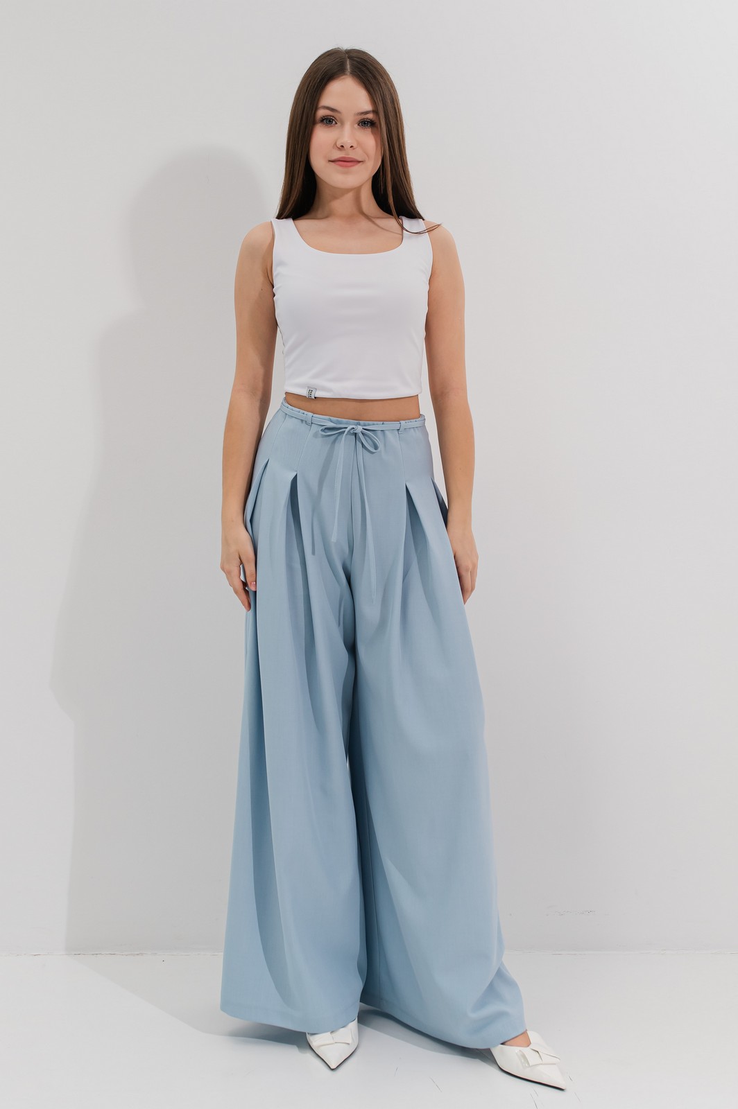 Pantaloni bleu fete largi evazati LESLIE3