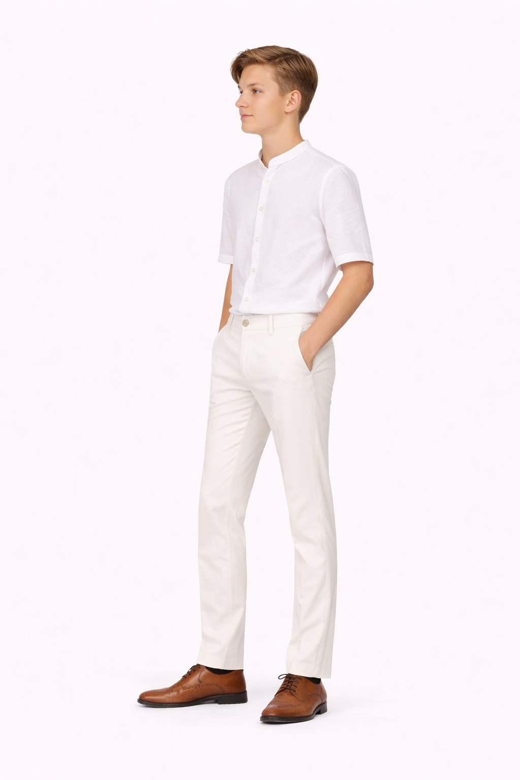 Pantaloni eleganți băieți EXCELLENCE ivory1