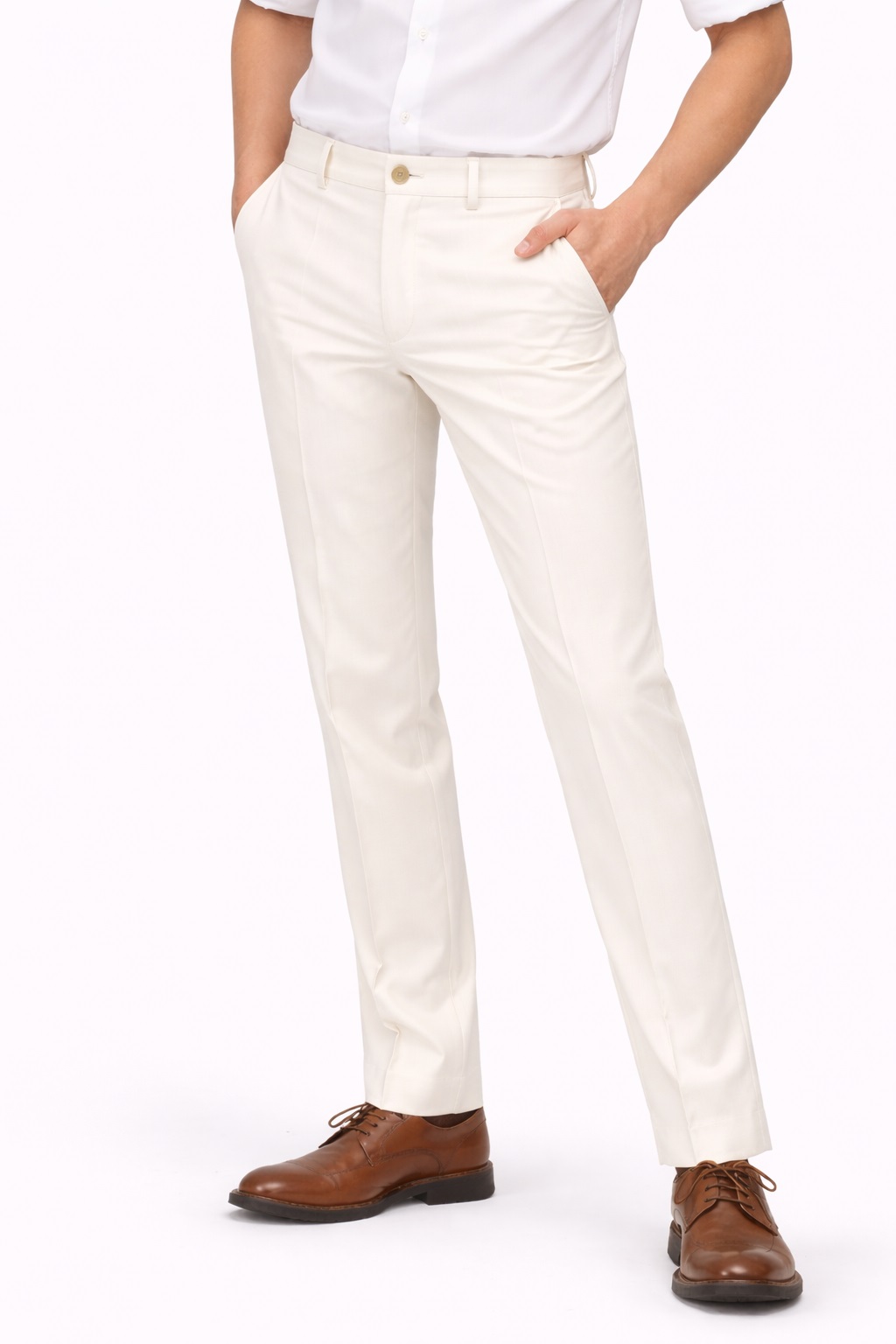 Pantaloni eleganți băieți EXCELLENCE ivory2