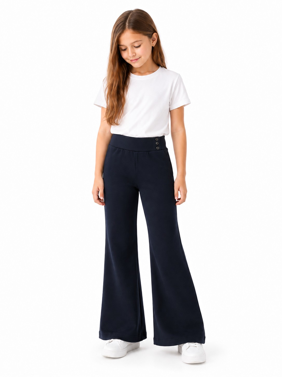 Pantaloni negri fete evazati CORA 2