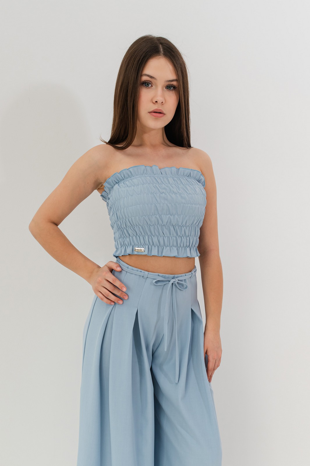 Top bustieră fete fără bretele Peyton blue1