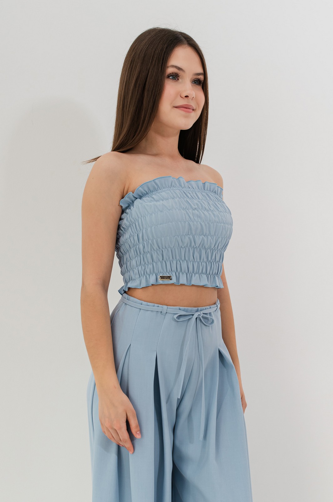 Top bustieră fete fără bretele Peyton blue2