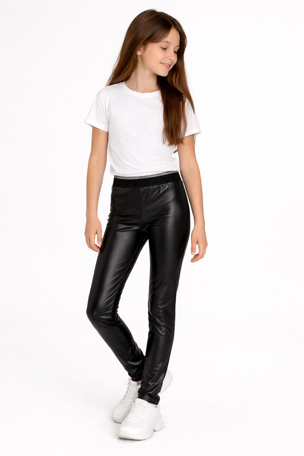 pantalon piele eco fete negri 2