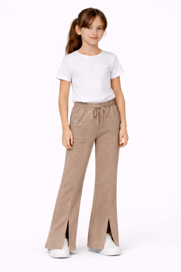 Pantaloni evazati pentru fete GIRL bej