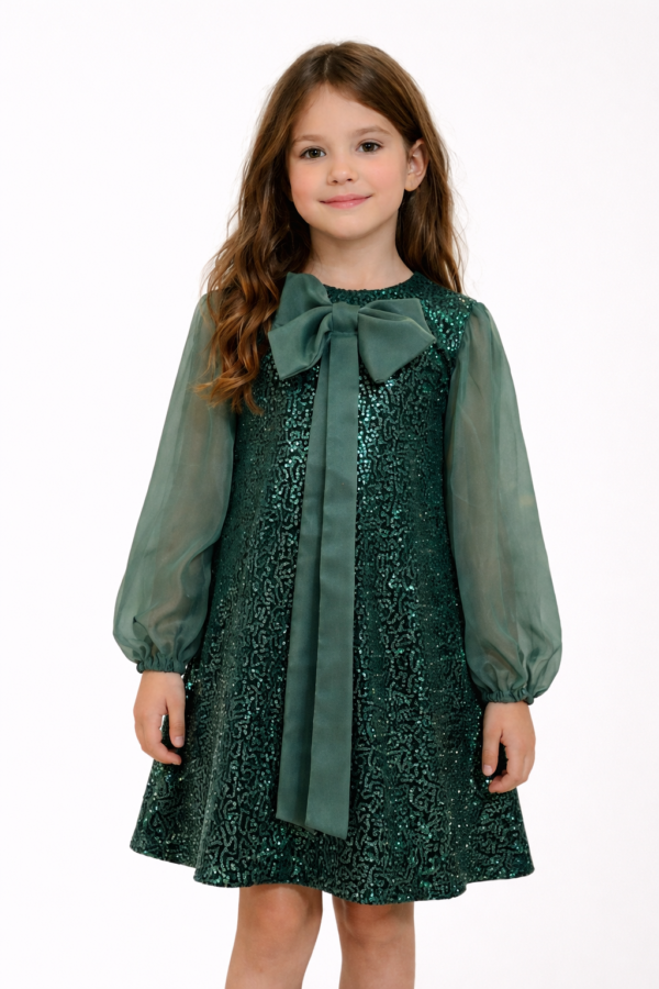 Rochita eleganta fete MAGIE verde 5-12 ani