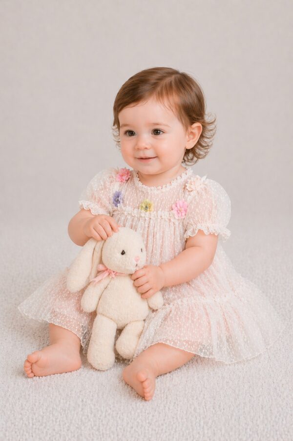 Rochita eleganta fete BABY SILVANA roz 0-24 luni