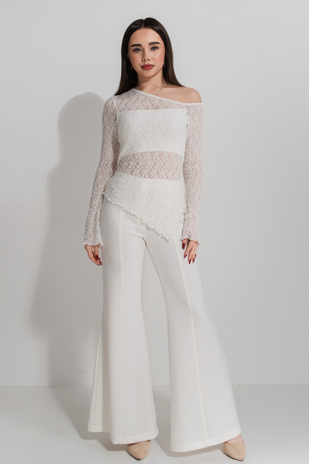 Pantaloni ivory evazati fete KRISTINA 11-14 ani