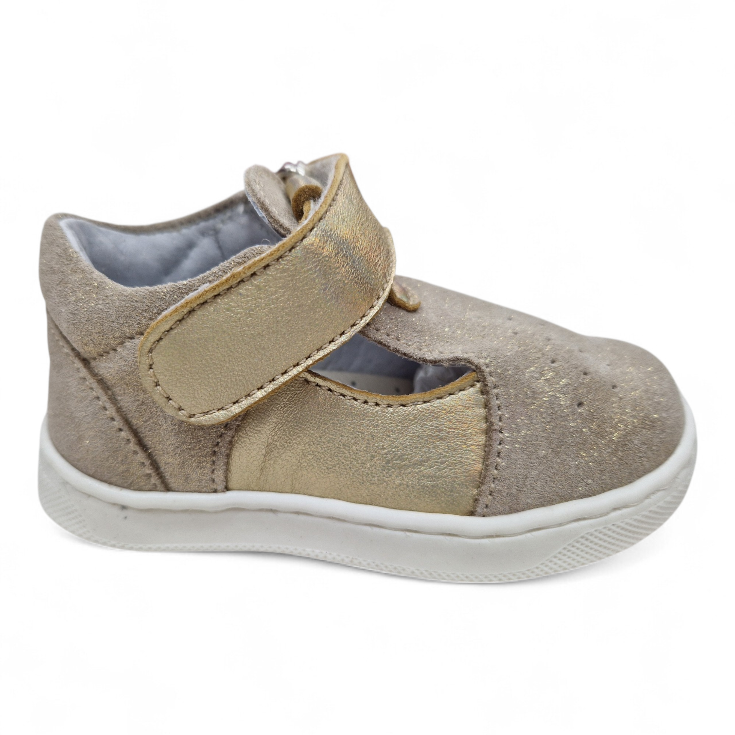 Pantofi fete piele naturala PABLO auriu sidef1