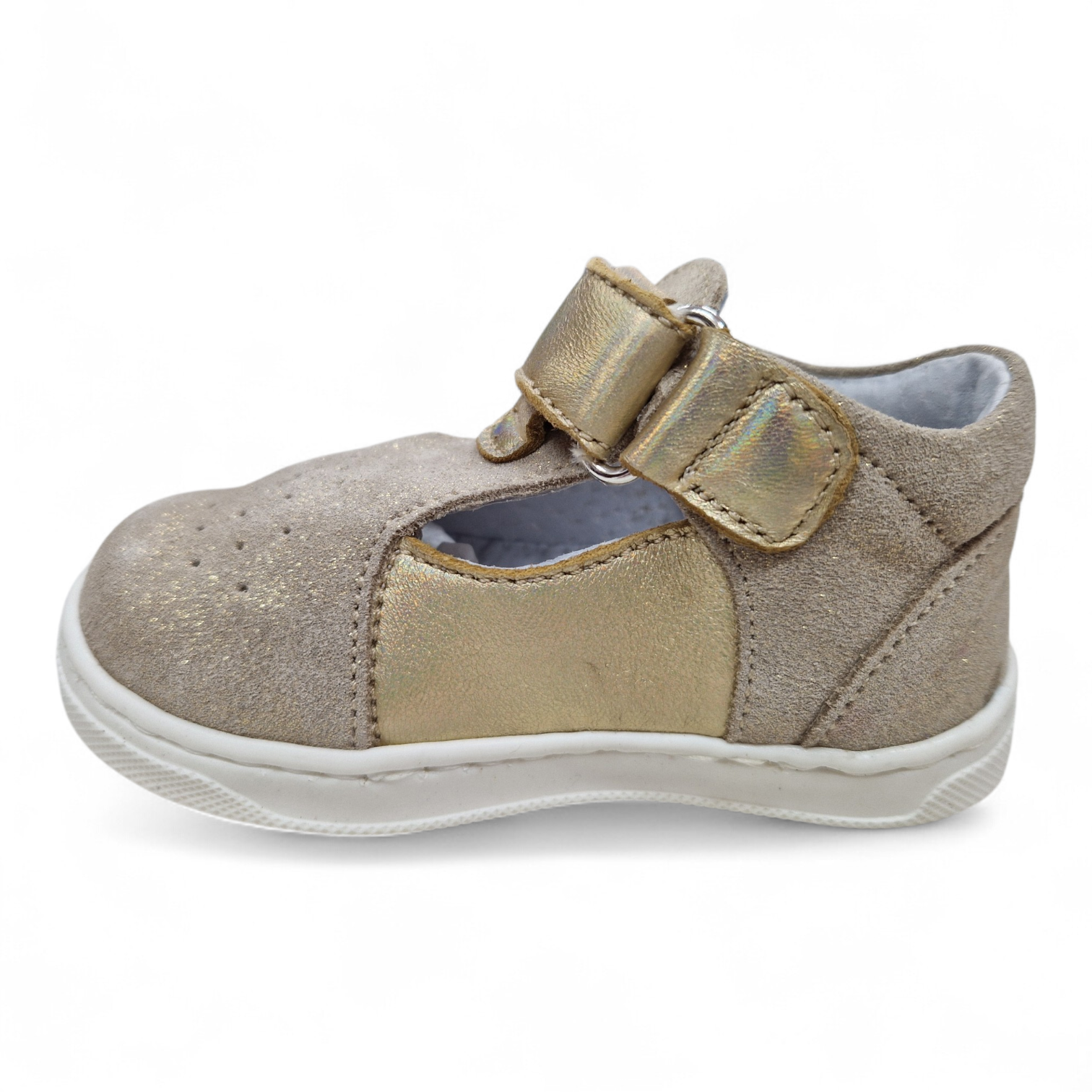 Pantofi fete piele naturala PABLO auriu sidef2