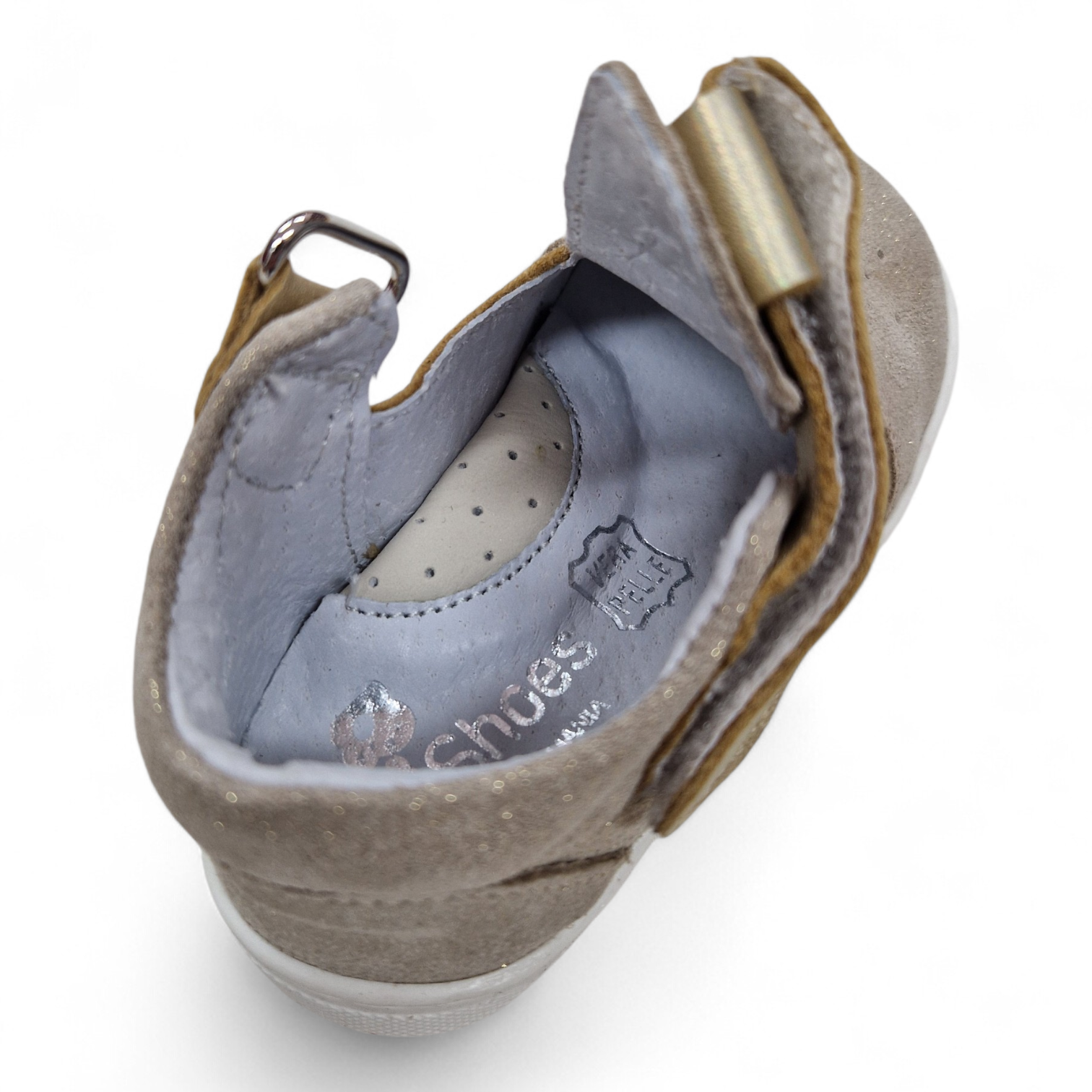 Pantofi fete piele naturala PABLO auriu sidef3
